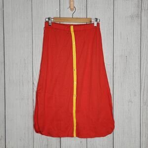 Vintage Red & Yellow A-line Buttoned Skirt With Side Slits, size Medium